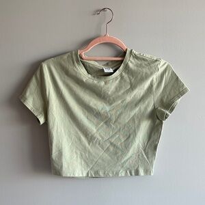 aritzia pastel green short sleeve crop top